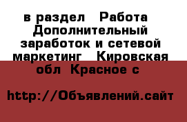  в раздел : Работа » Дополнительный заработок и сетевой маркетинг . Кировская обл.,Красное с.